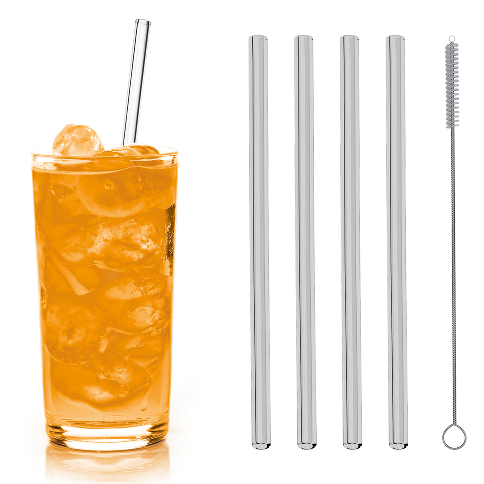 4er-Set Trinkhalme - transparent - Glas