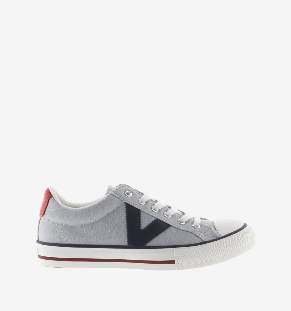 TRIBU TOILE CONTRASTANTE Baskets sport en toile unisexe logo GRIS