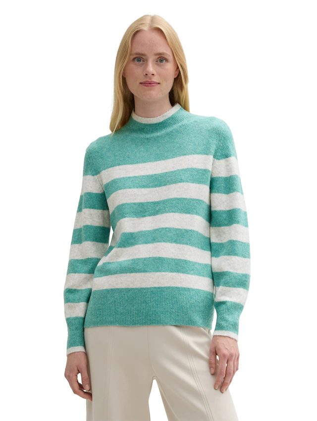 TOM TAILOR Denim Streifenpullover , mit Stehkragen