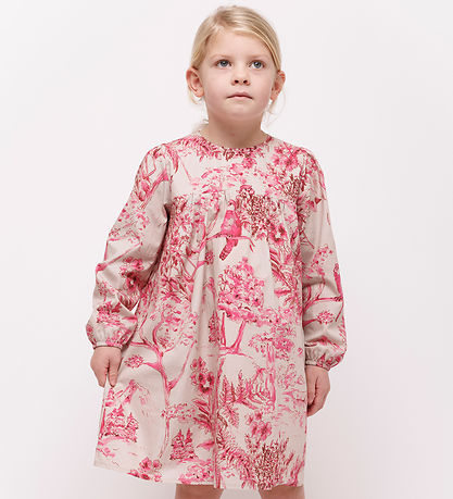 Christina Rohde Kleid - Beige m. Pink Print