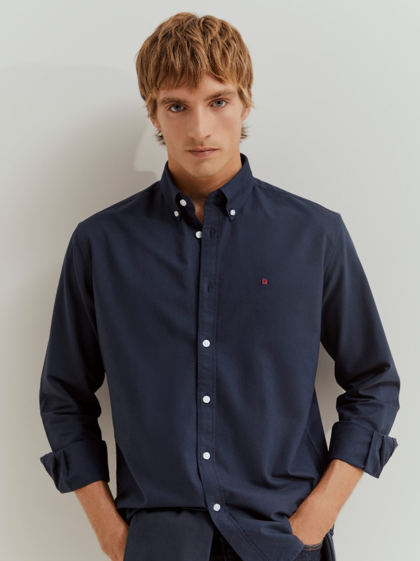 Camisa oxford regular fit em algodão