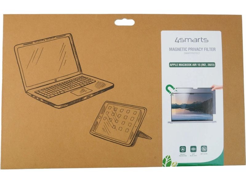 4smarts Bildschirmfolie Privacy Filter Apple MacBook Air 15 Tablet-Schutzfolie für das Apple MacBook Air (M2, 2023) 15.3