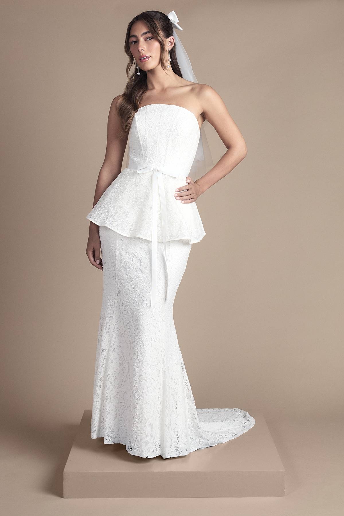 Coast Haut de Mariée Bandeau en Dentelle avec Basque