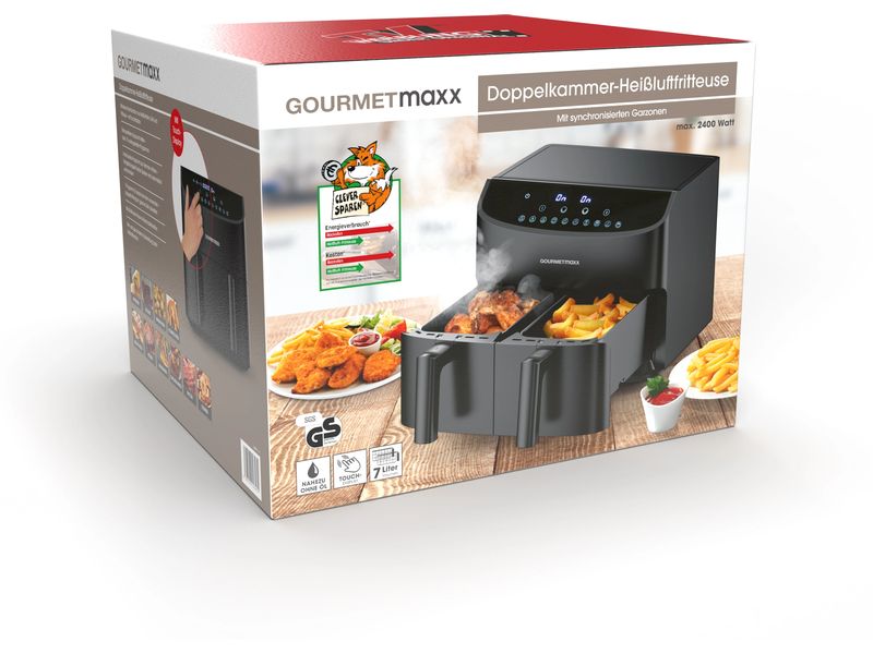 GOURMETmaxx Heissluft-Fritteuse 6 kg, Schwarz Vielseitiges Kochgerät mit Heissluft