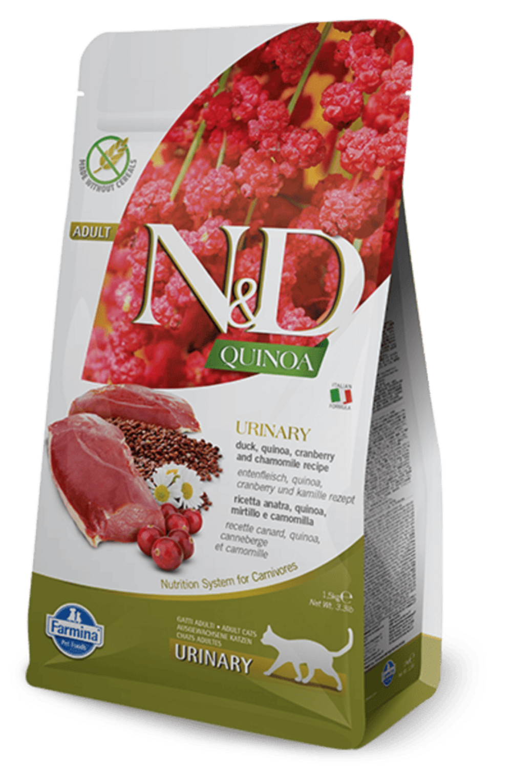 Croquettes n&d quinoa urinary canard & canneberge chat 5 kg