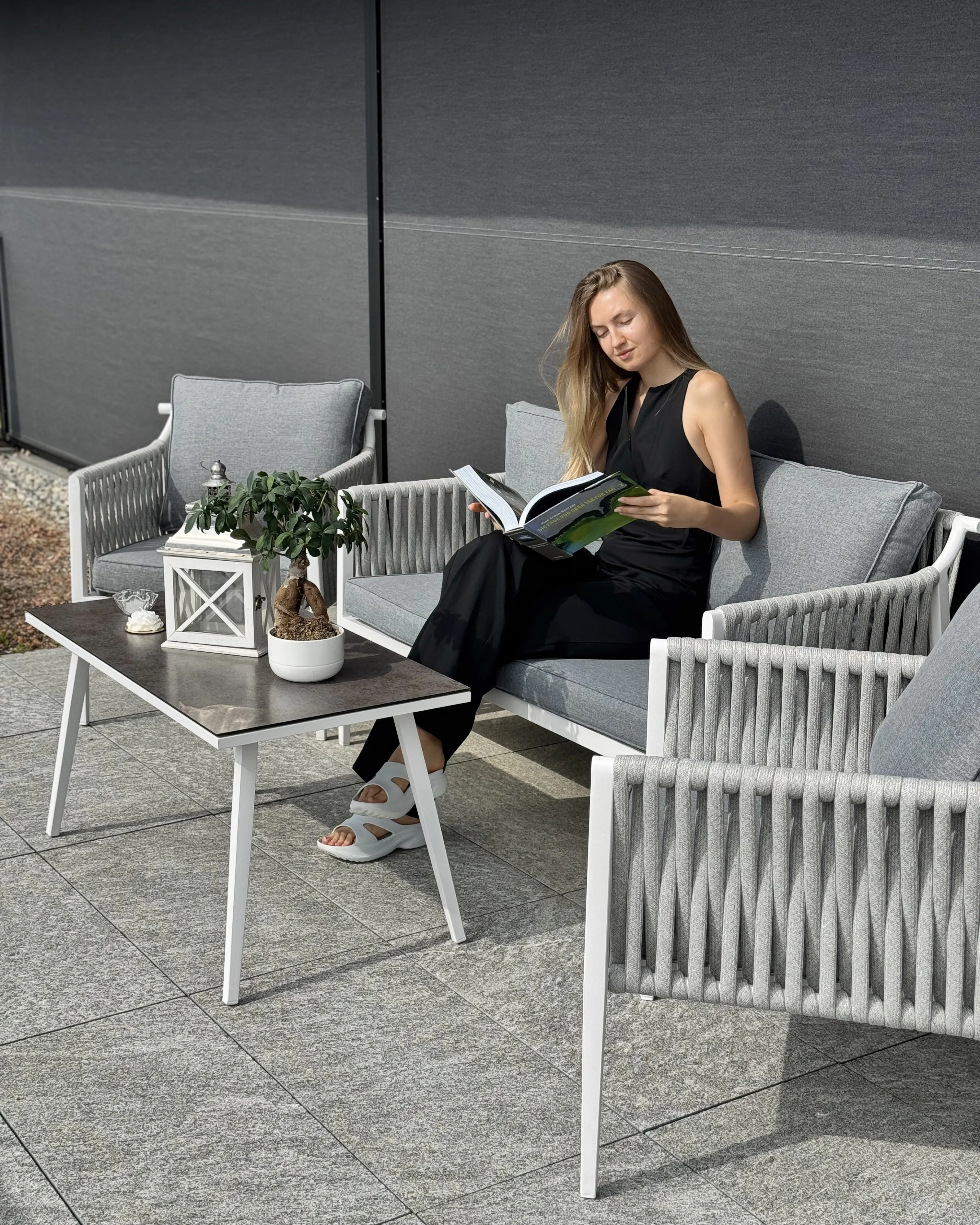 Loungeset met tafel 4-zits LATINA Metaal Grijs