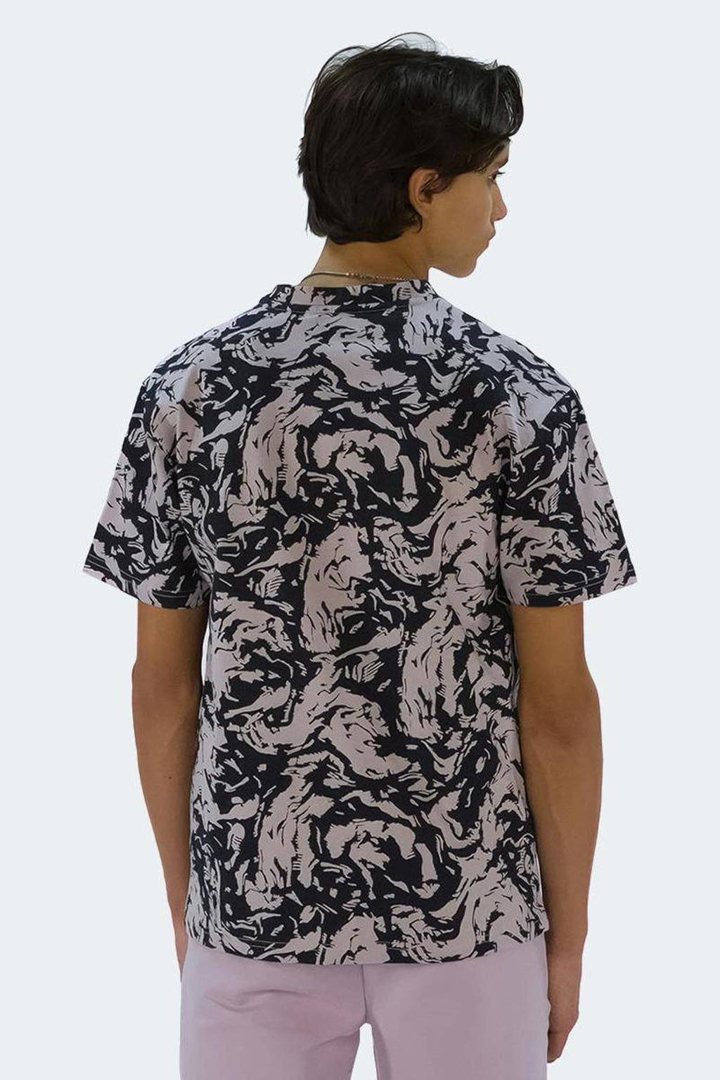 Bellaire T-shirt met all over print zwart/paars