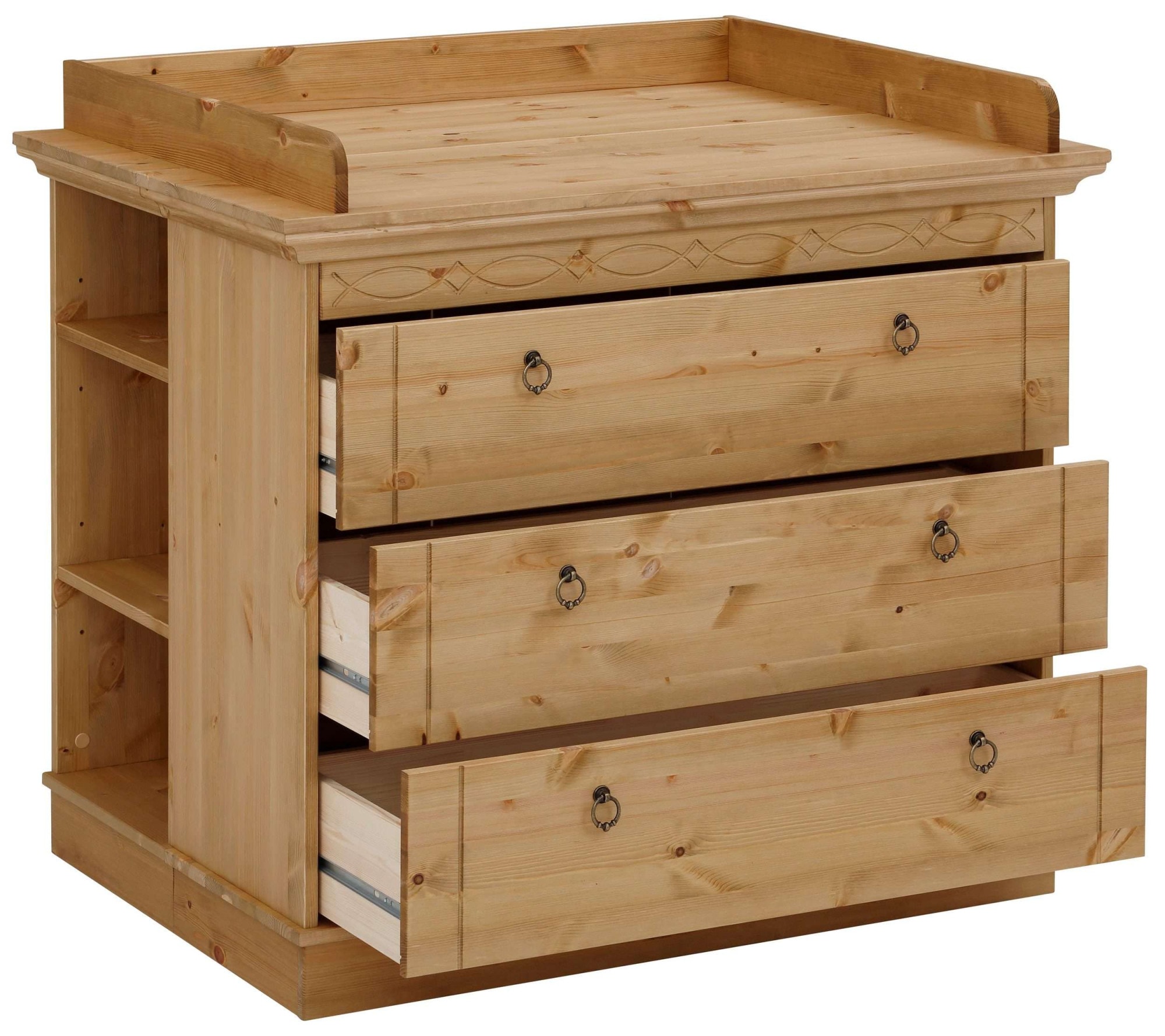 Lüttenhütt Babyzimmer-Komplettset »Indra, FSC® zertifiziertes Massivholz, zum Jugendzimmer umgestaltbar« Kleiderschrank, Bett, Kommode + Aufsatz, Unterbau-, Wand- & Standregal,