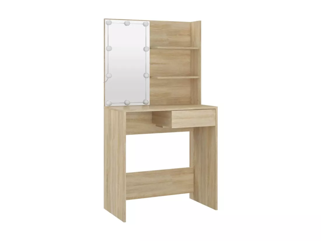 Ensemble de coiffeuse avec LED Chêne Sonoma Bois d'ingénierie