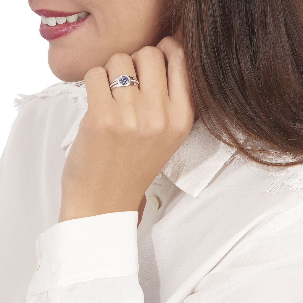 Bague Lise-laure Or Blanc Saphir Et Diamant