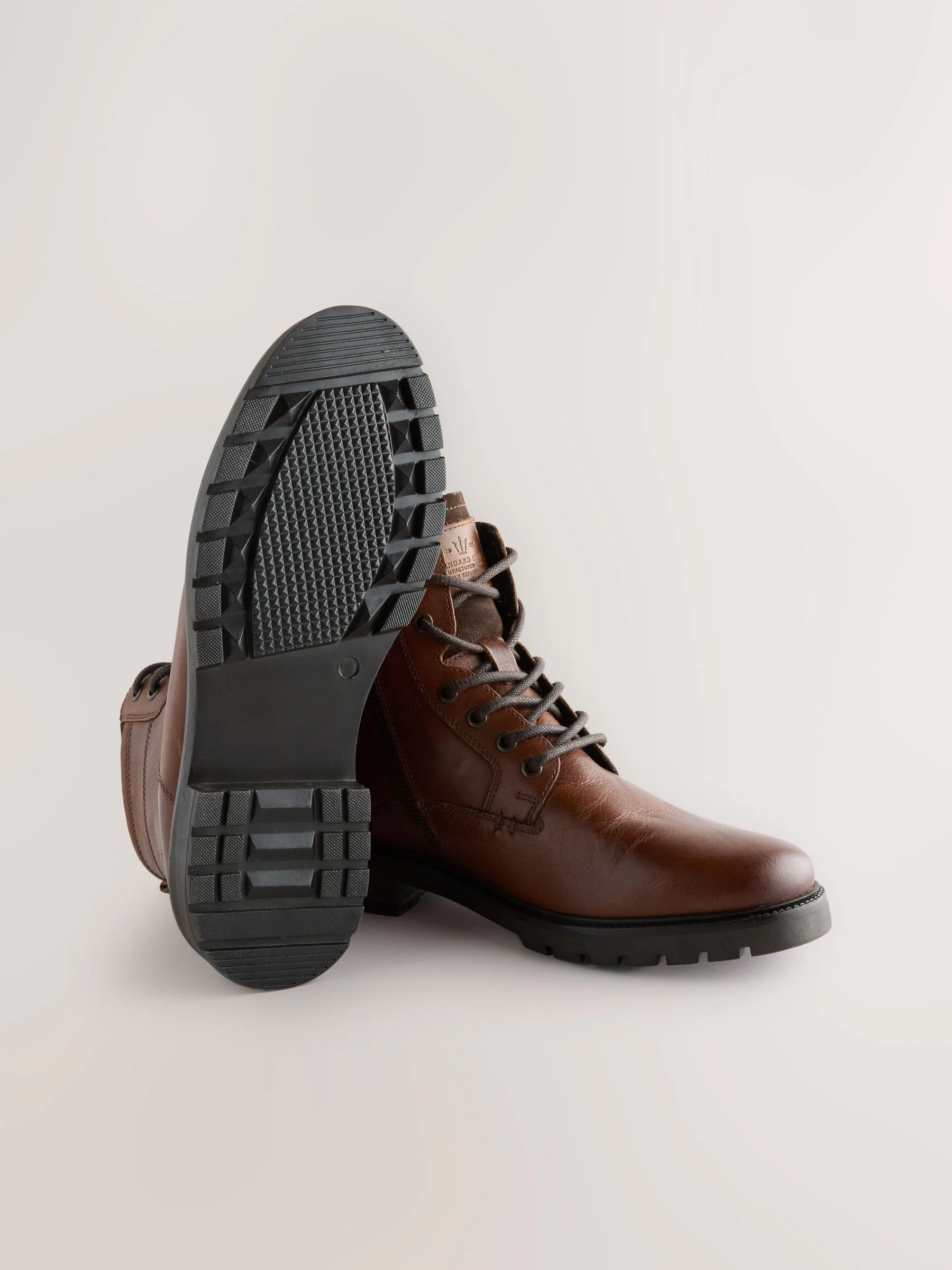 Lichtbruin - Leather Zip-Up Borg Lined Boots