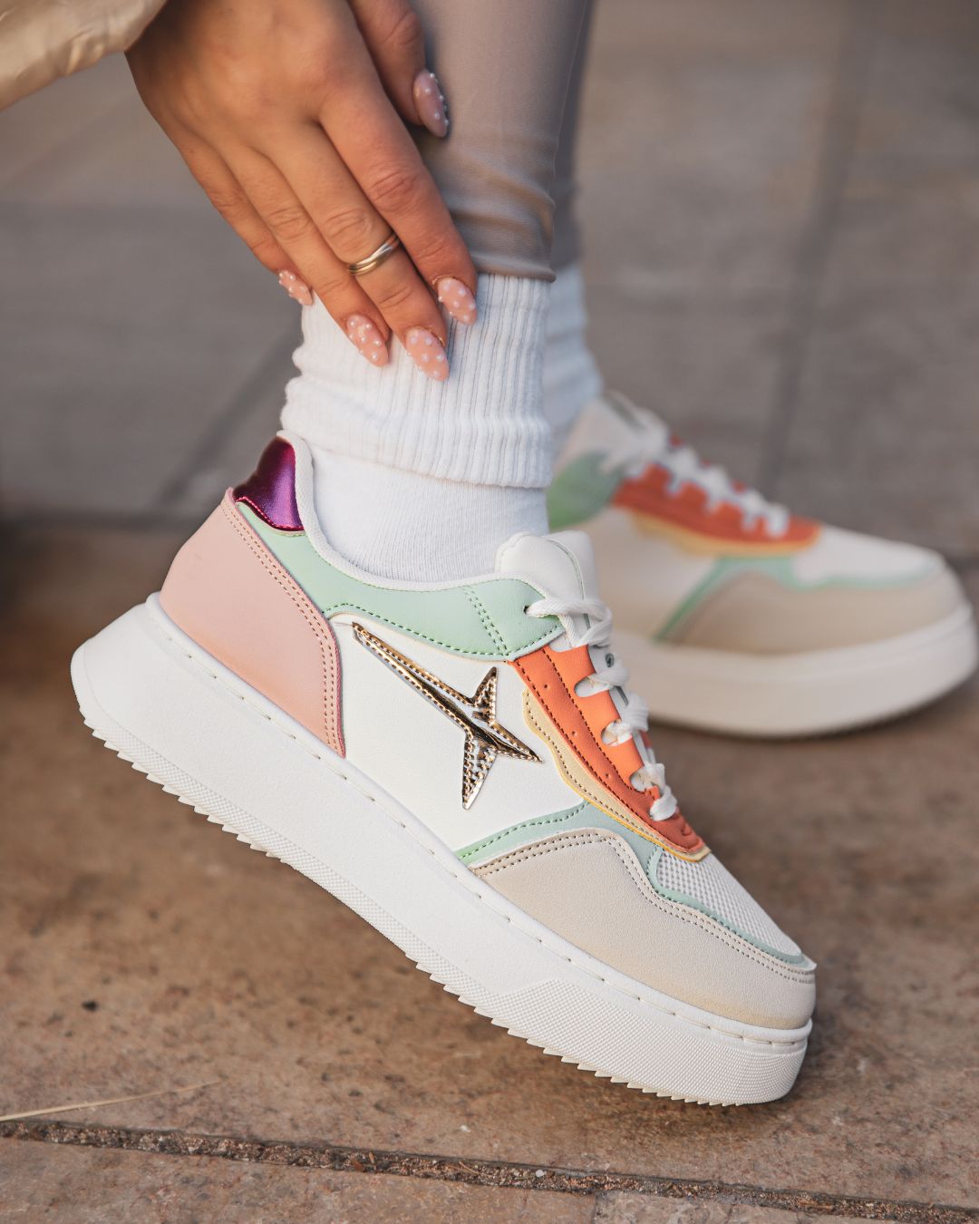 Basket femme multicolore à lacets - Nattie