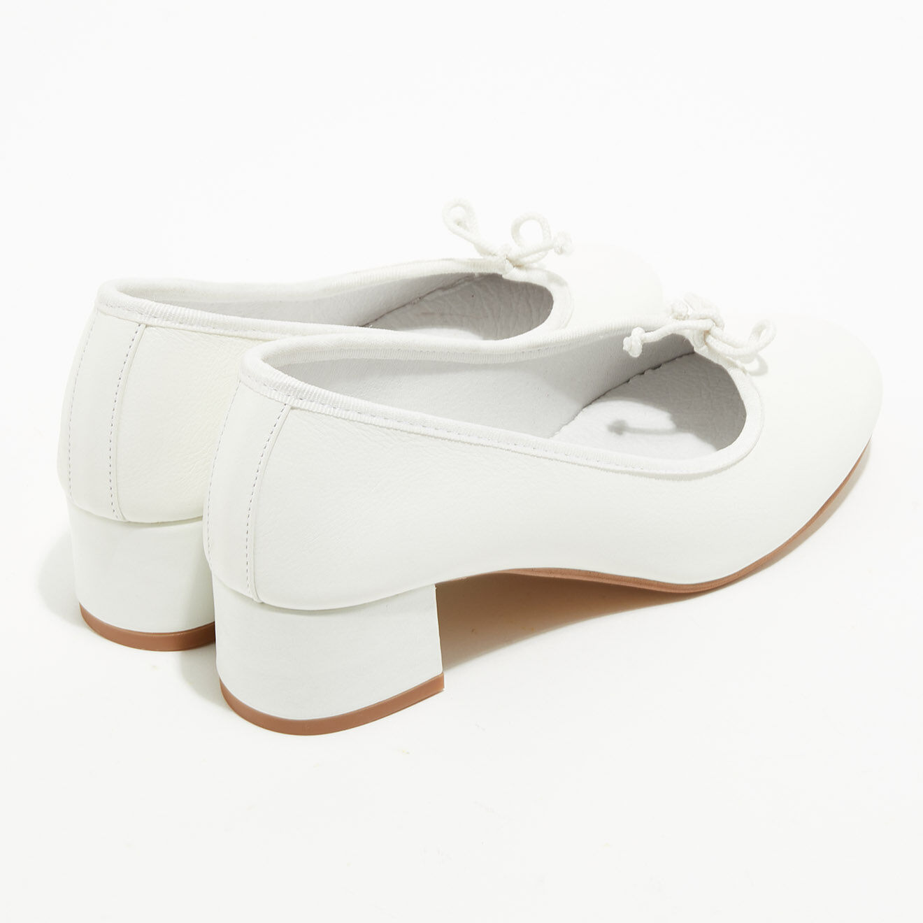 Quartier Latin Ballerines trotters en Cuir Diane blanches - Talon 4 cm