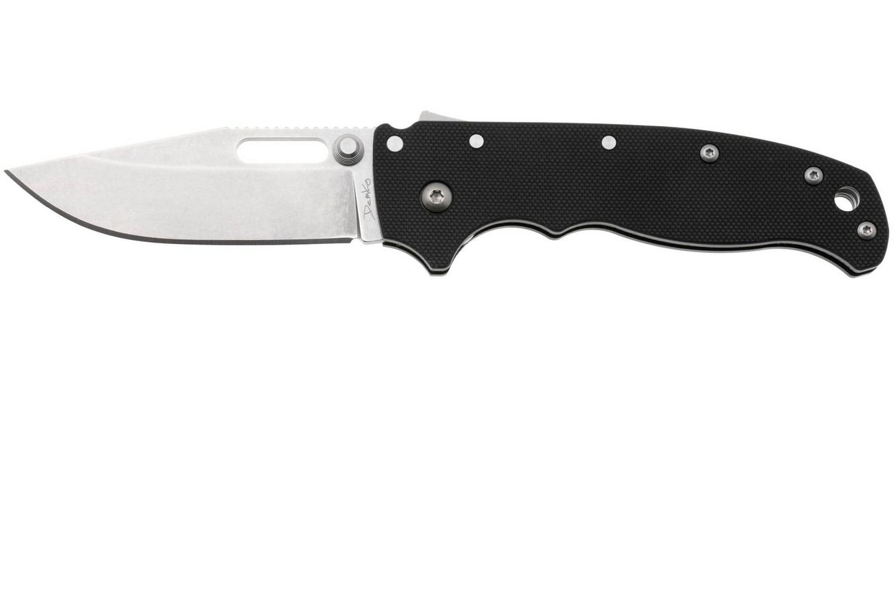 Demko AD20.5 Shark-Lock, Stonewashed D2 Clip Point, 205-D2-BLKPPG10-CP, Black Peel Ply G10 zakmes