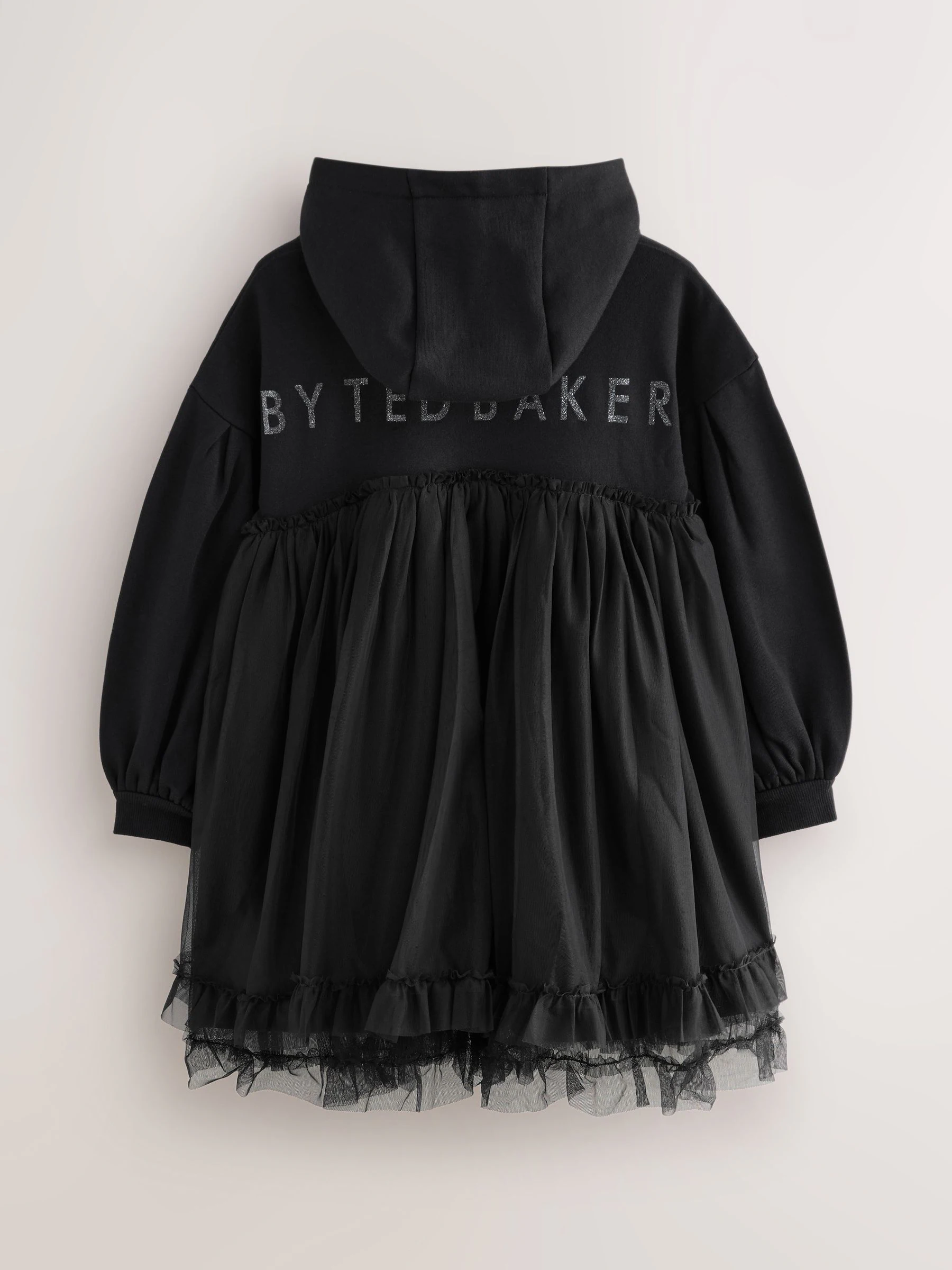 Baker by Ted Baker Empire Waist Mesh Hooded Black Dress