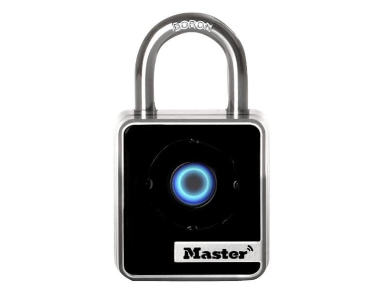 Masterlock Vorhängeschloss Bluetooth Schwarz/Silber Robustes 47 mm Bluetooth-Vorhängeschloss für Verbindung mit Smartphone