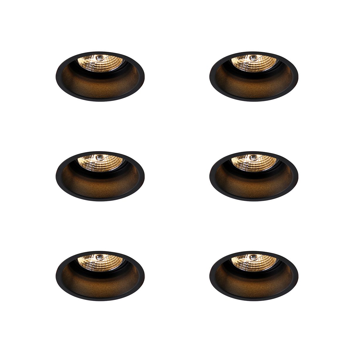 Set van 6 Moderne inbouwspot zwart AR70 - Dept