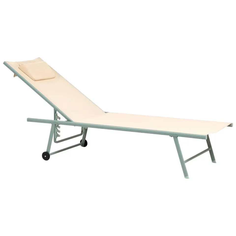 SORONI - Ligstoel set van 2 - Groen/Beige - Staal