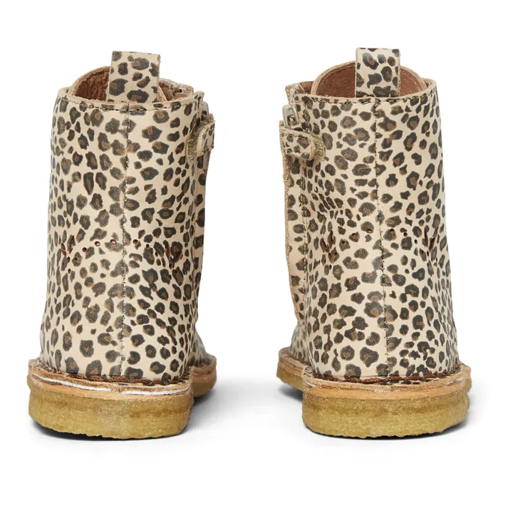 Emile et Ida Bottines à Lacets Cuir Léopard Emi | Camel