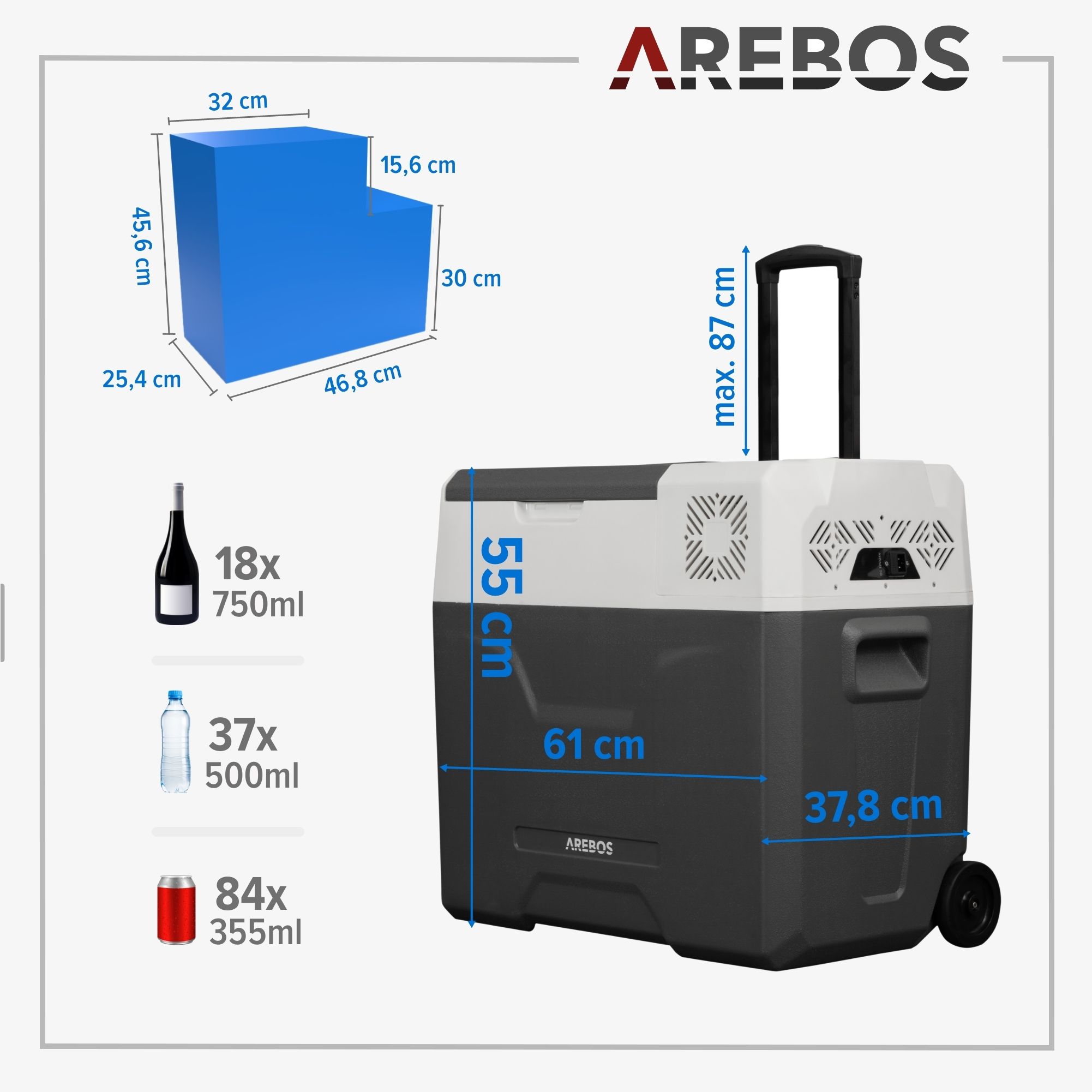 Kompressor Kühlbox mit Rollen 47 L