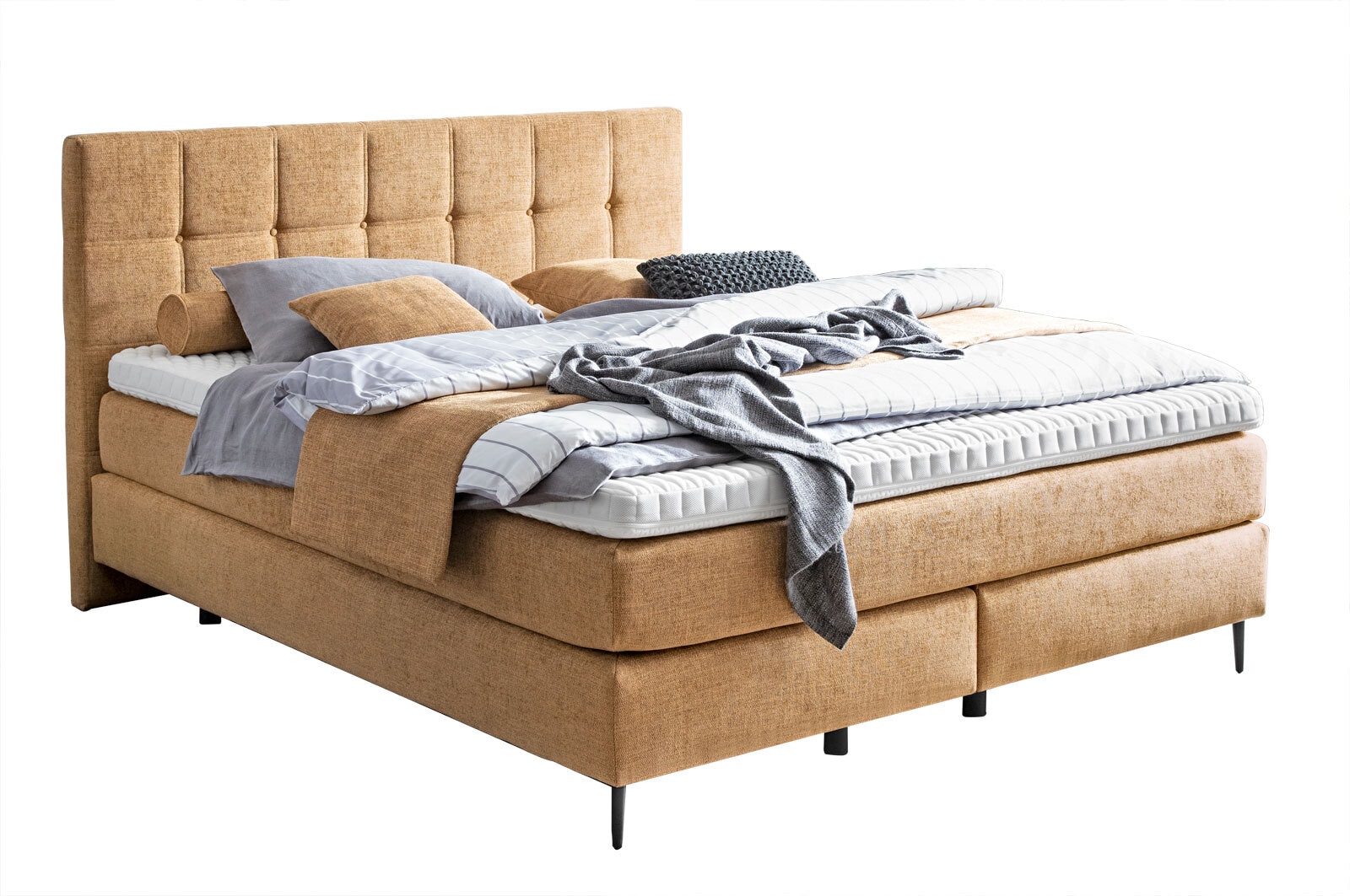 MONDO Boxspringbett BARELL ALMERIA honigfarbig