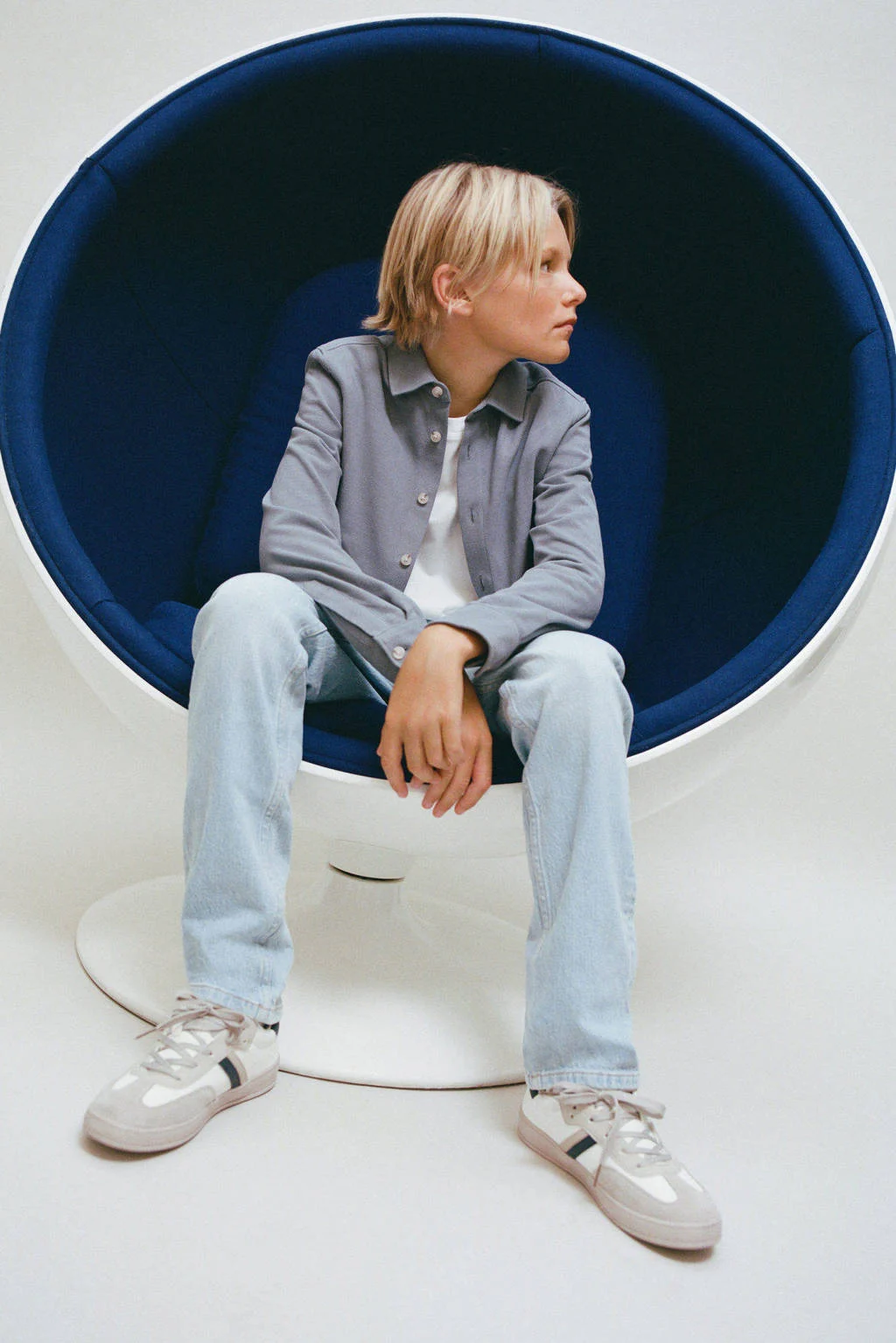 Mango Kids straight leg jeans light blue denim