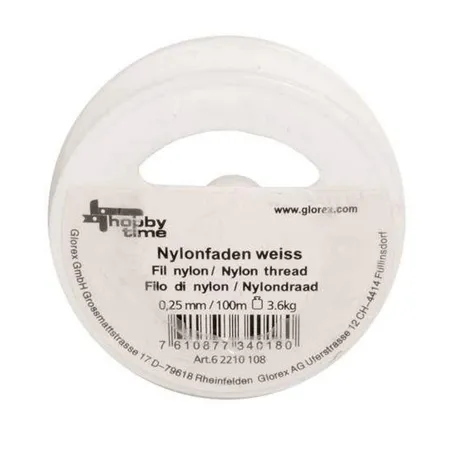 Glorex Nylonfaden auf Spule, weiss, 0,25 mm, 100 m