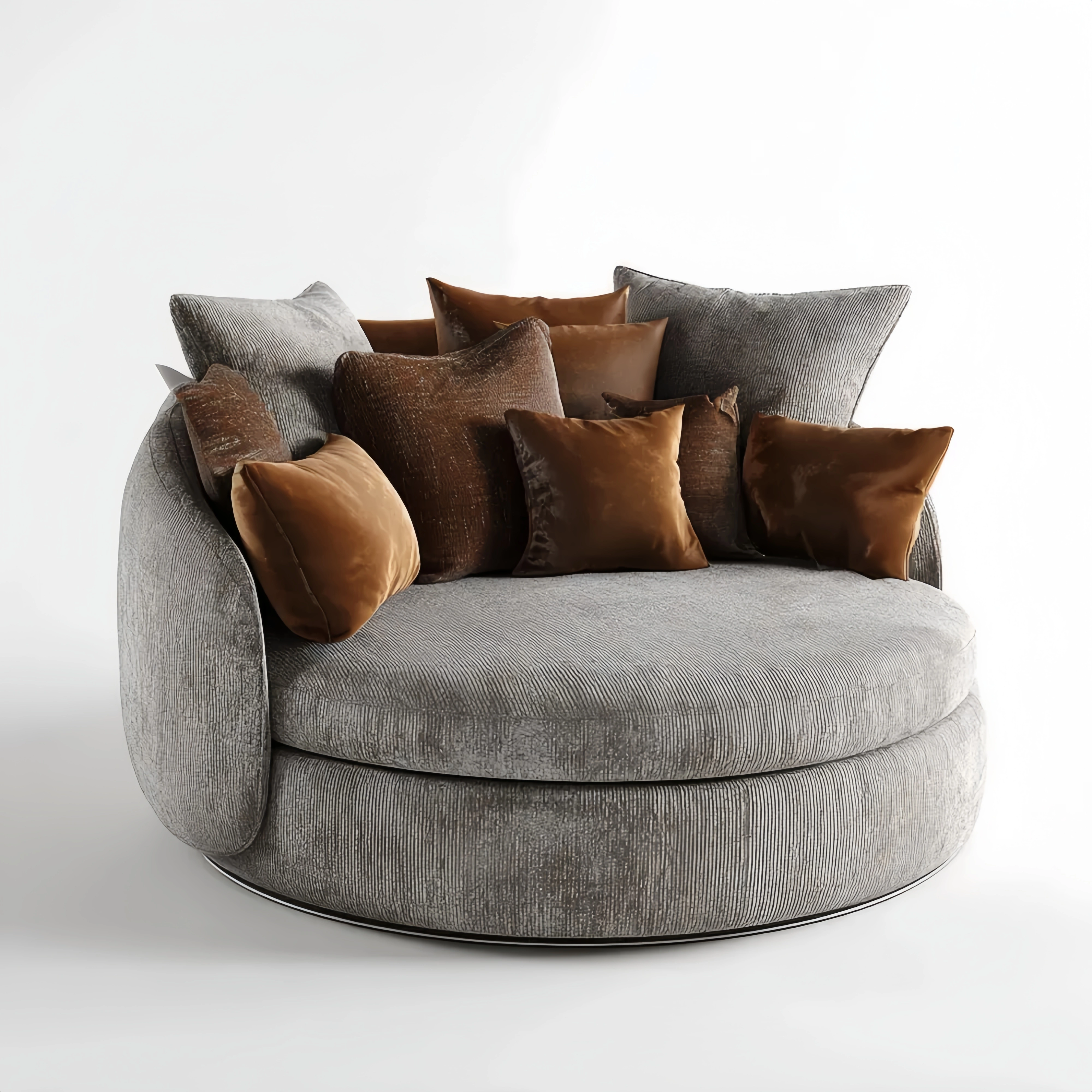 Runder Loungesessel Stoff 150x150x85 cm - Grau/Braun - Modernes Design