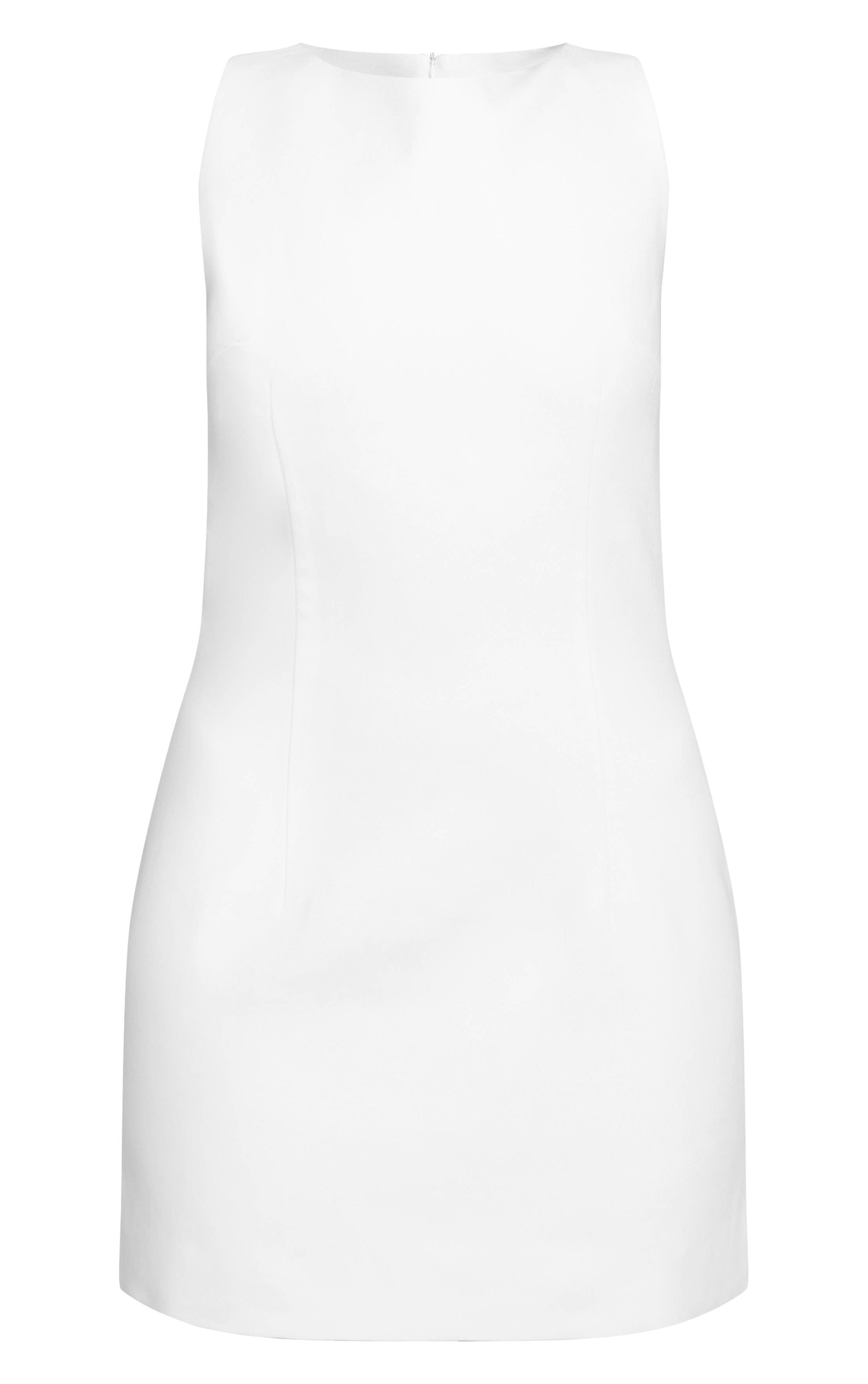 Blanc Robe Courte Tissée À Encolure Oblique