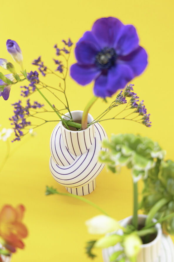 Rosenthal Vase 12cm, Plum, Node Stripes Hvid