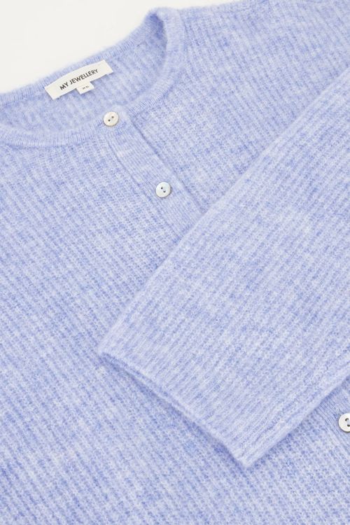 Blauw knitted vestje met kleine knoopjes