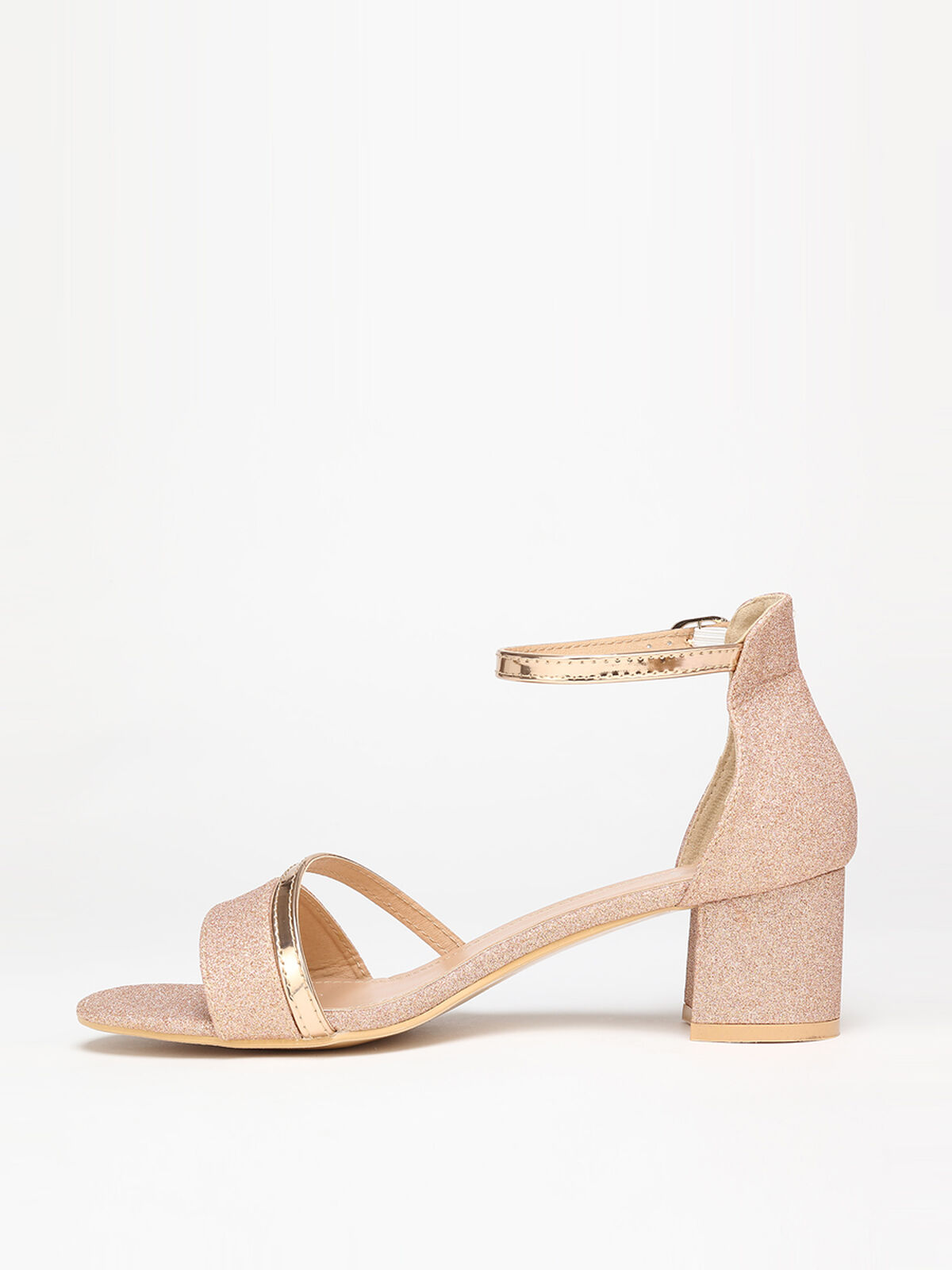 Sandales pailletées et vernies grandes tailles- Doré rose