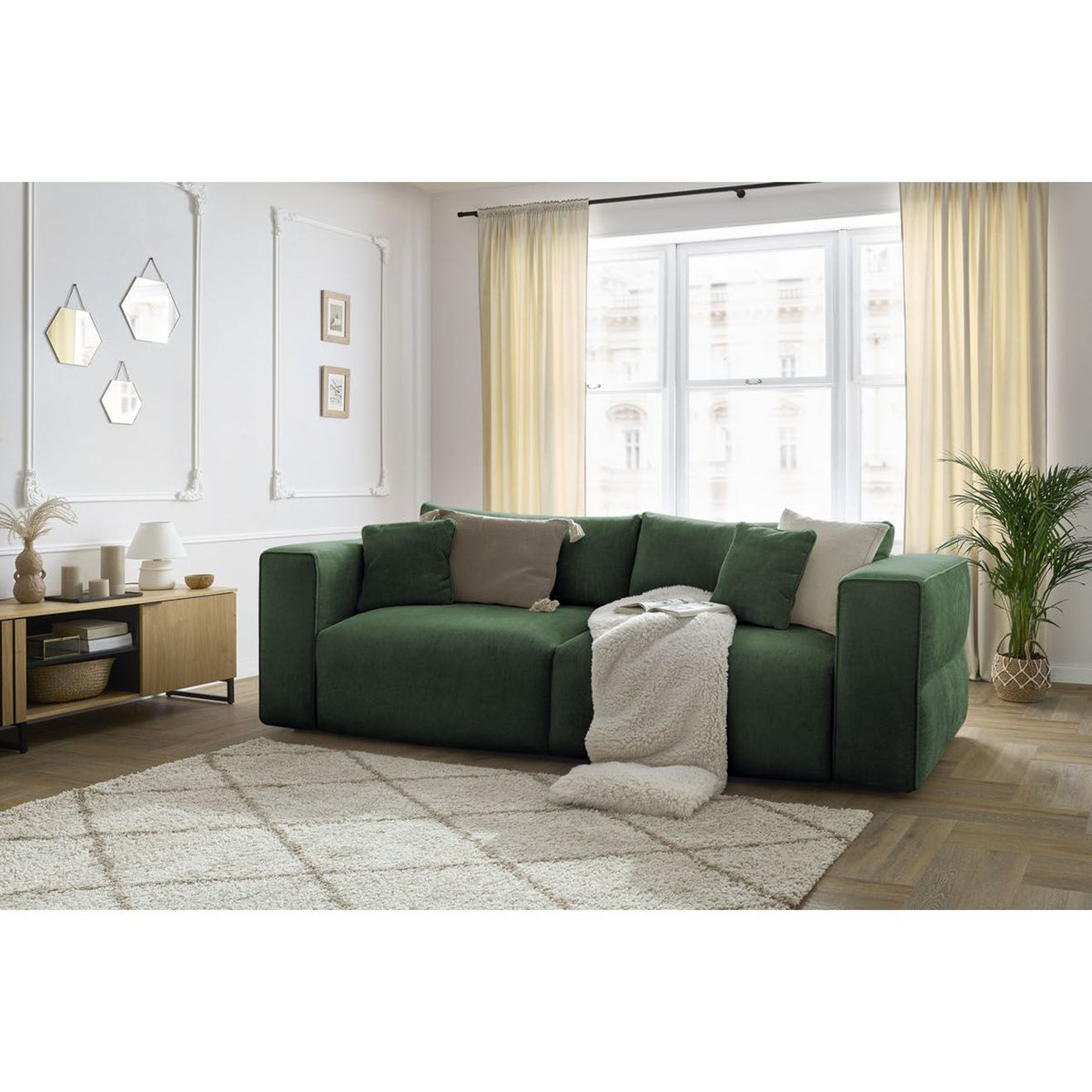 Bobochic Canapé convertible coffre ezechiel vert - 265x109x82 cm