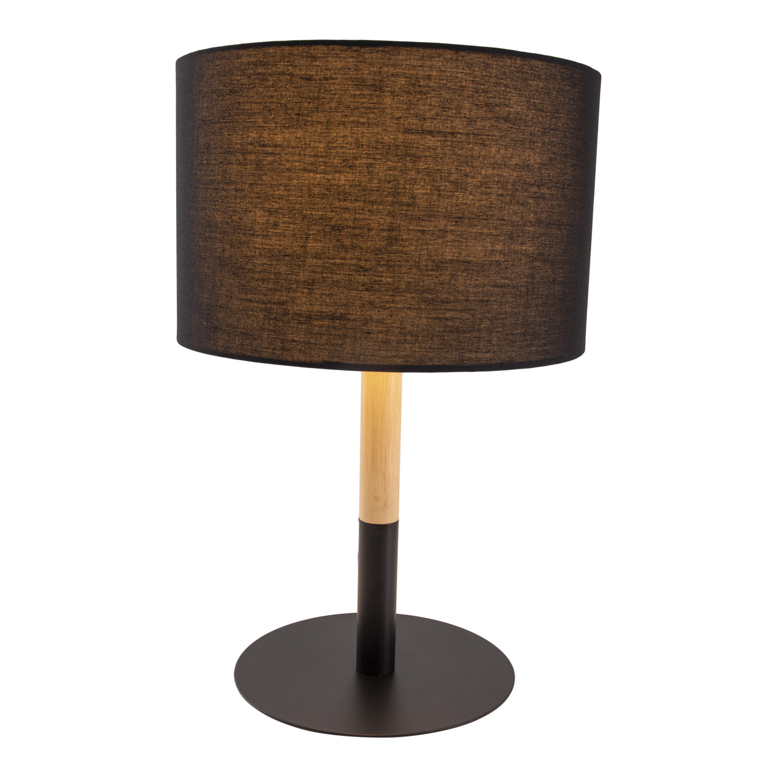 Tischleuchte - schwarz-holzfarben - 37 cm