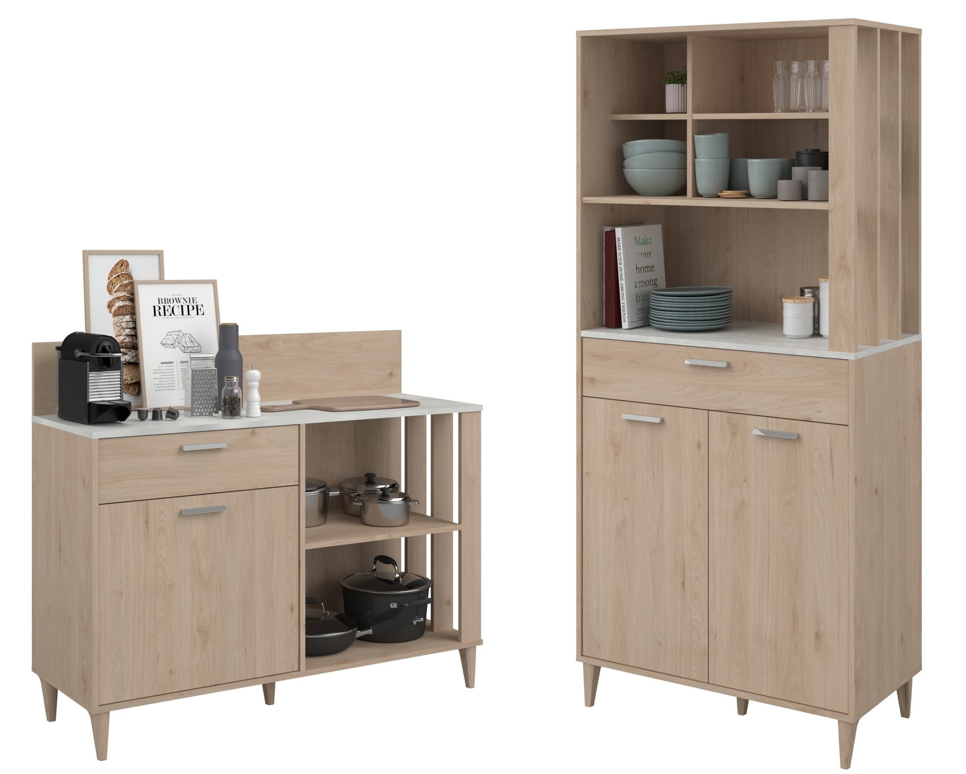 Parisot Küchenbuffet Komplett Set Gala 2 Jackson Eiche Dekor/ Beton Optik