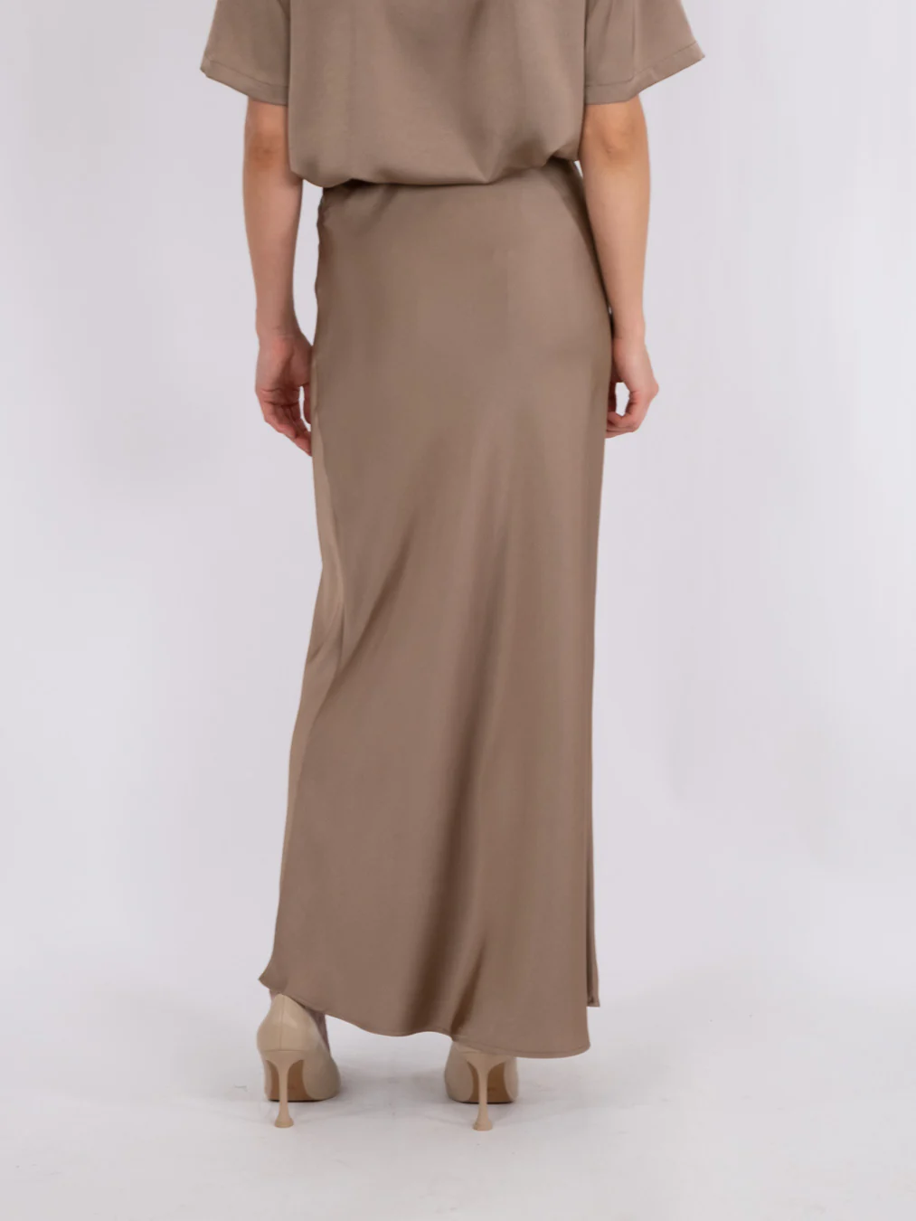 Neo Noir  Vicky Heavy Sateen nederdel - Dark taupe