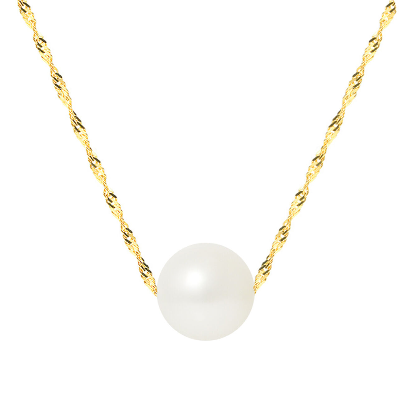Mitzuko Collier Eliane Or Jaune Perle d'Eau Douce blanc naturel