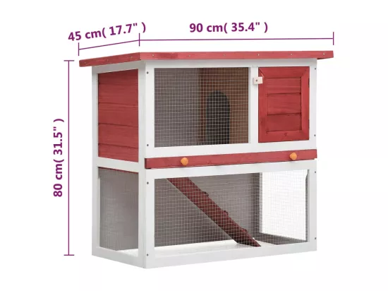 Clapier d'extérieur 1 porte Rouge Bois