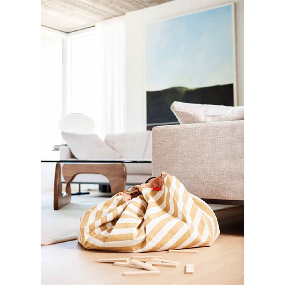 2-i-1 Legetæppe Stripes mustard - Play&Go