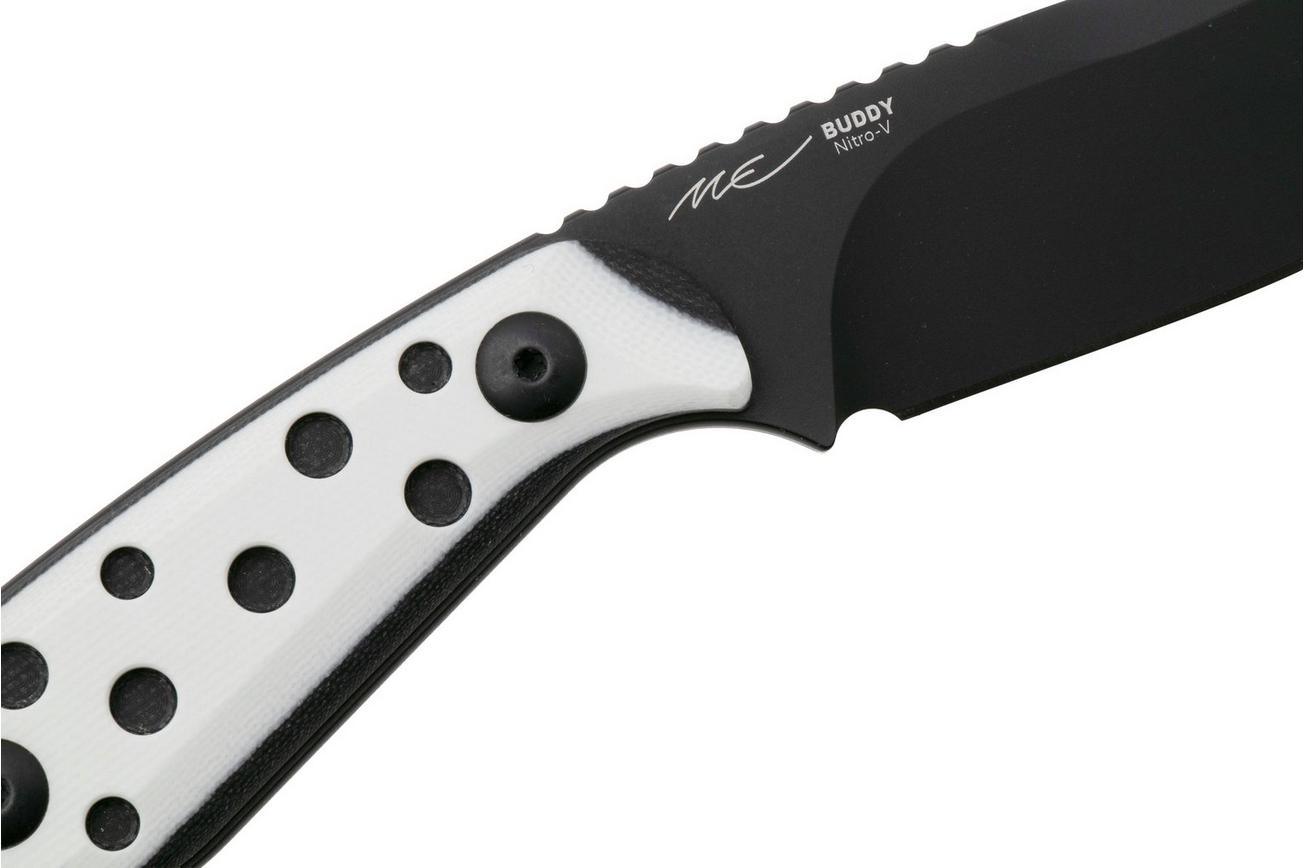 Kizer Buddy 1081A3 Black Nitro-V, White G10, vaststaand mes, Maksim Epifantsev design