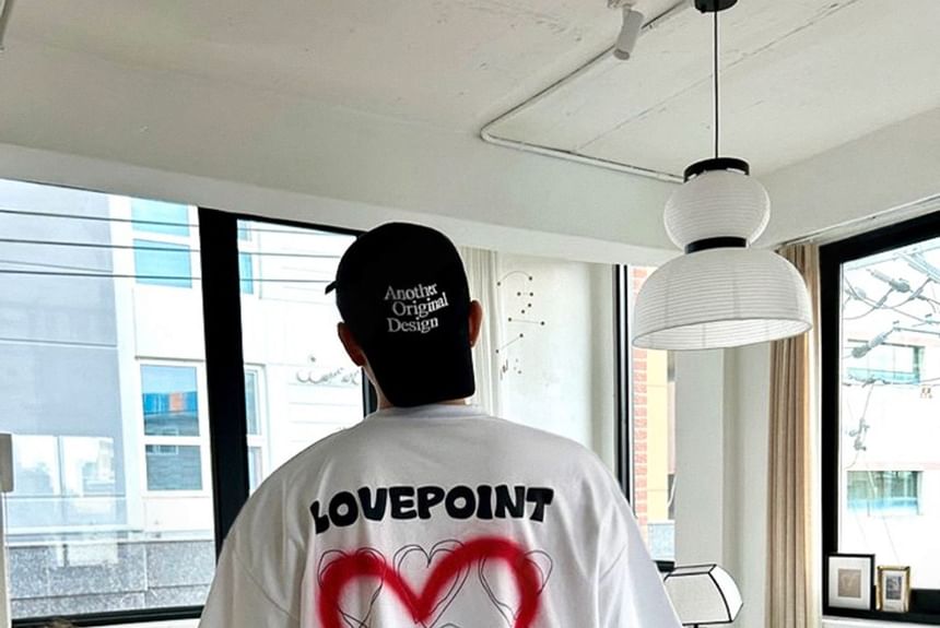 SeoulPop - T-shirt met korte mouwen en hartprint, losvallend