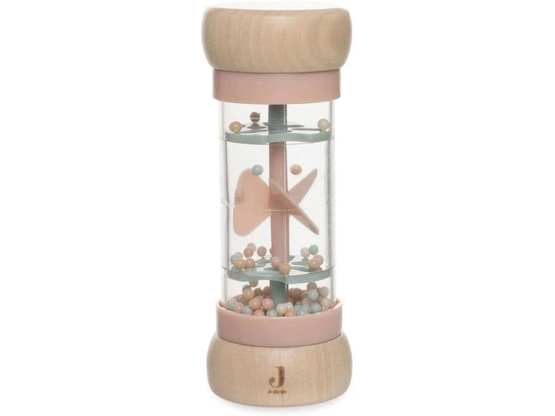 Jollein Regenmacher Lovely Birds Naturholz/Rosa, 5,2 x 5,2 Fröhliche Regenrassel ideal für Spiel und Spass
