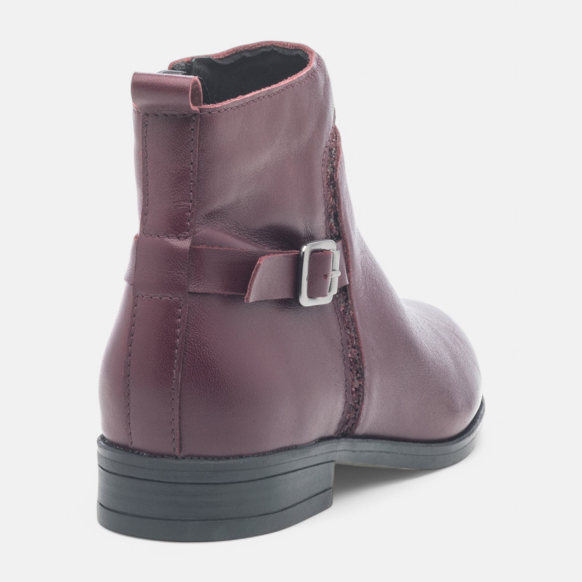Bottines Fille en cuir bordeaux