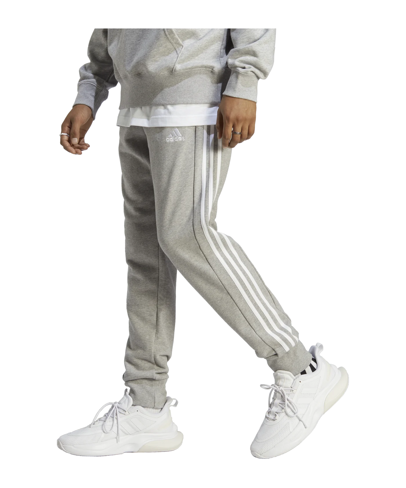 adidas Essentials French Terry Tapered Cuff 3-Stripes Pan Grey