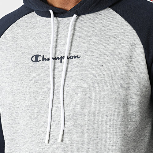 Sweat Capuche A Bandes 218765 Gris Chiné Bleu Marine