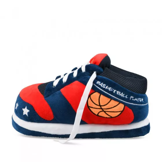 Chaussons peluche basketball BLEU DENIM SIDE