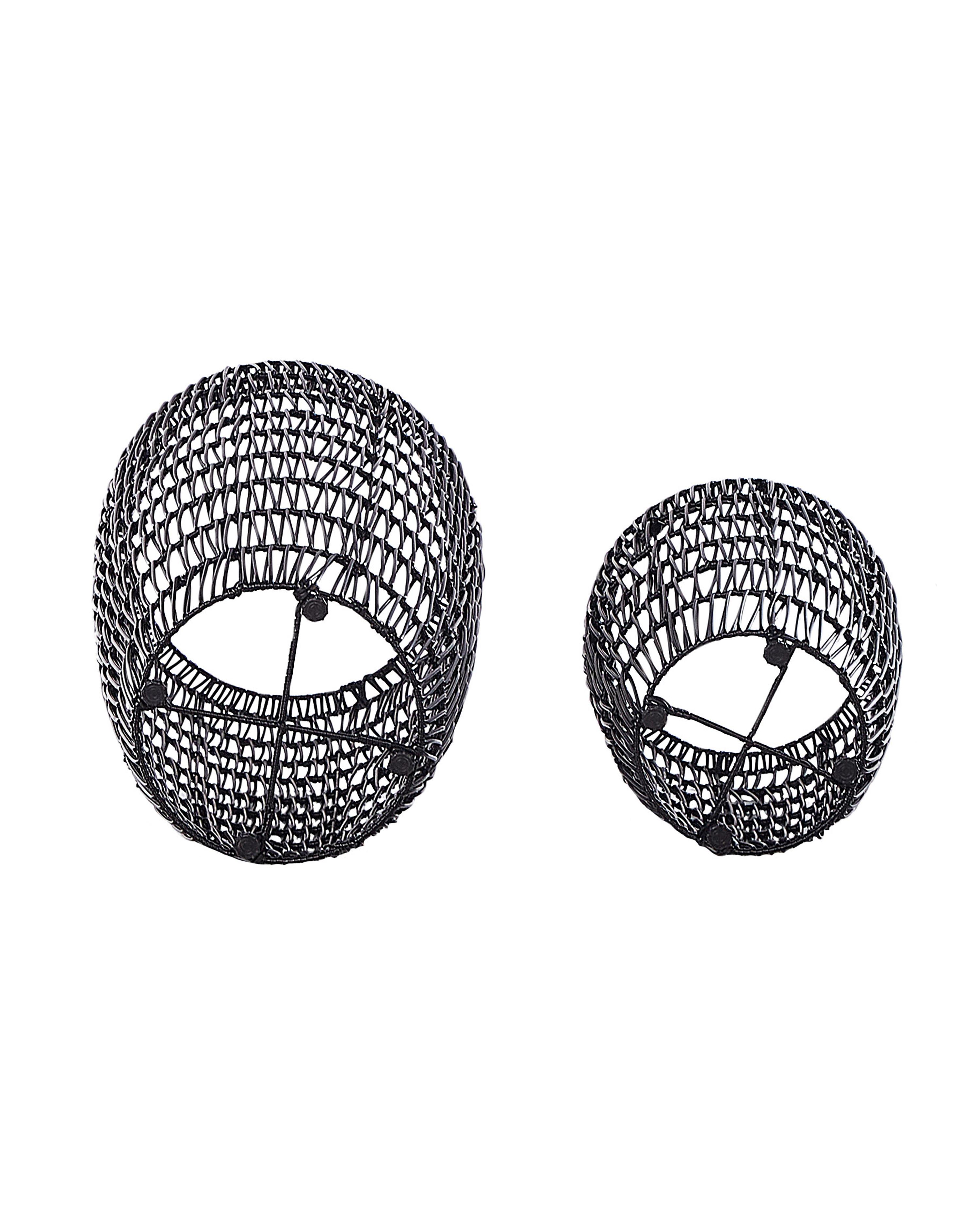 Set van 2 bloempotten CHELONE PE rotan 26/34 cm Zwart
