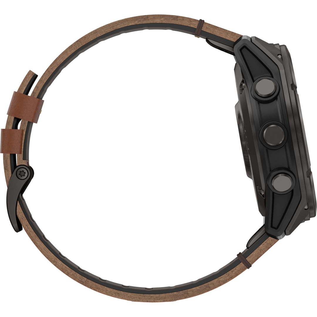 Garmin Fenix 8 Pro - 51mm AMOLED Sapphire Carbongrau / Leder braun