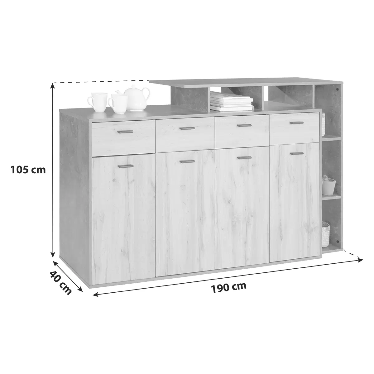 Kommode Tom 4 Betonoptik