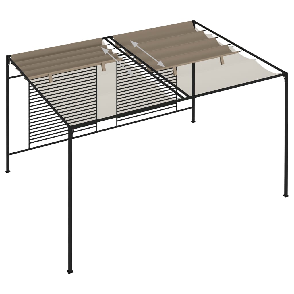 Belvédère avec auvent rétractable 3x4x2,3 m taupe 180 g/m²
